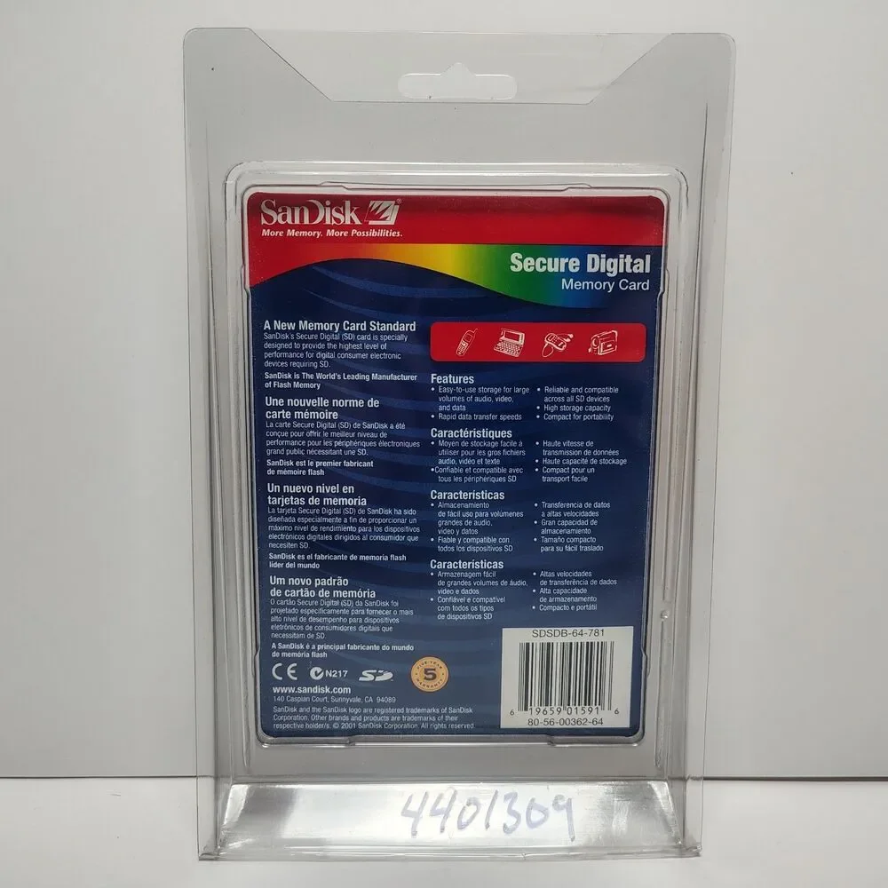 New Sealed Vintage SanDisk 64MB SD Memory Card  Early 2000s Tech Collector